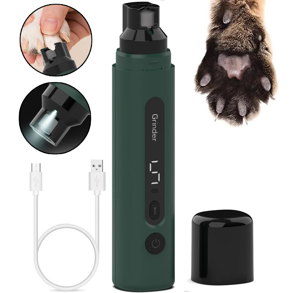 Electric Dog Nail Grinder - Rechargeable Pet Nail Trimmer with LED Light & 5 Speeds