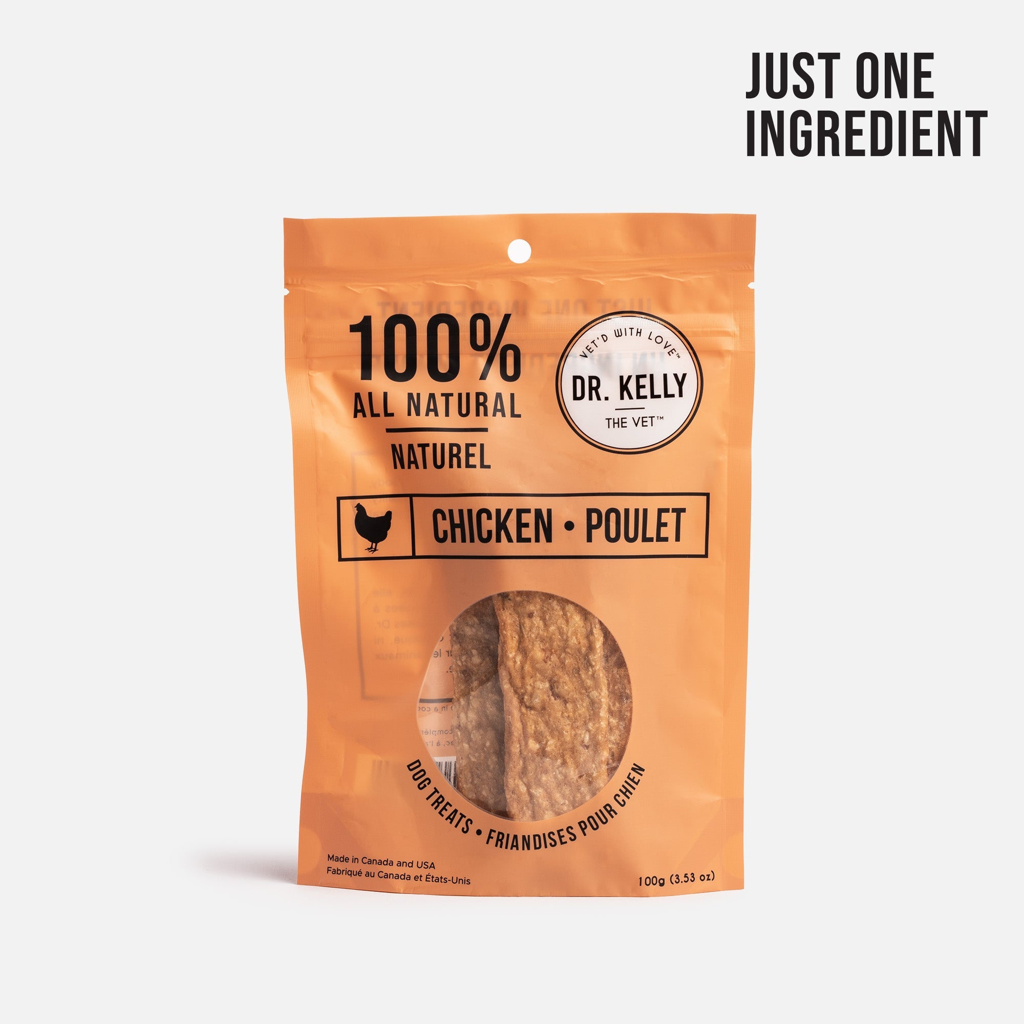Dr. Kelly 100% Natural Chicken Dog Treats - Single Ingredient Protein Snacks (100g)
