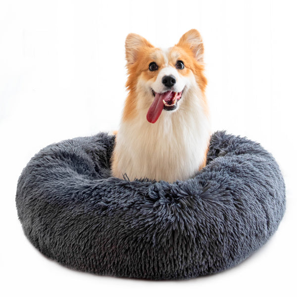 Fluffy Anti-Anxiety Dog Bed - Calming Donut Cuddler for Dogs & Cats (50cm)